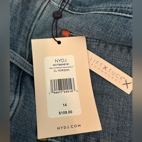 NWT NYDJ Woman’s Marilyn Straight Raw Hem Multi Color Pocket  Cropped Jean - Picture 10 of 16